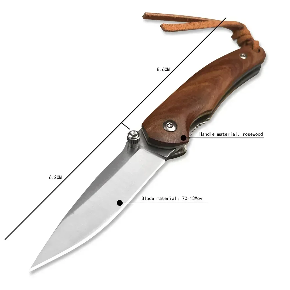 Russian Mini Folding Pocket Knife Outdoor Handmade Camping EDC 7Cr13Mov Blade Rosewood Handle Kitchen Tool Chef Fruit Knife