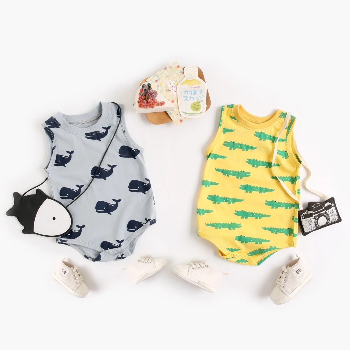 Sanlutoz Summer Cute Animal Baby Boys Sleeveless Bodysuits Cotton Toddler Boys Clothes