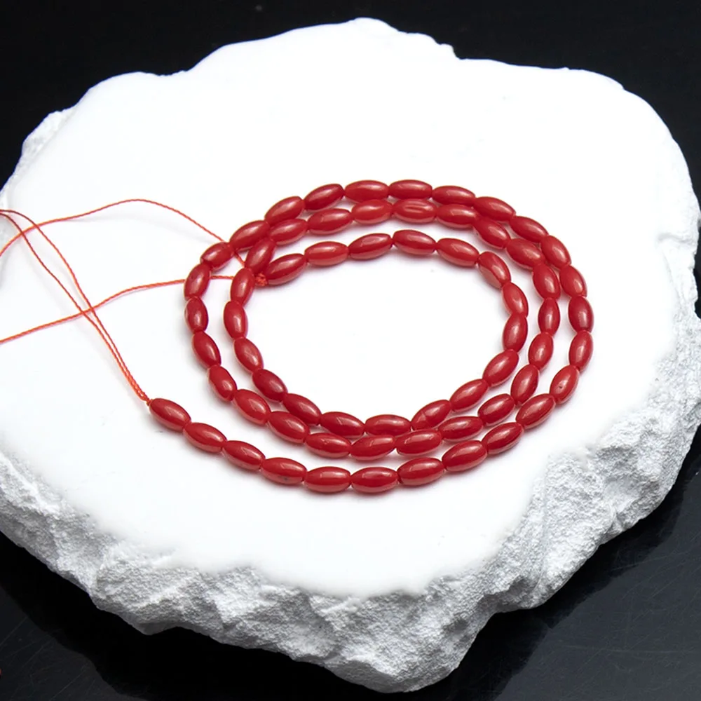 المرجان الطبيعي الأرز على شكل فضفاض الخرز 3.5x6.3 مللي متر الأحمر عزل الخرز حلية صنع المجوهرات سوار ذاتي الصنع قلادة أقراط هدية #4