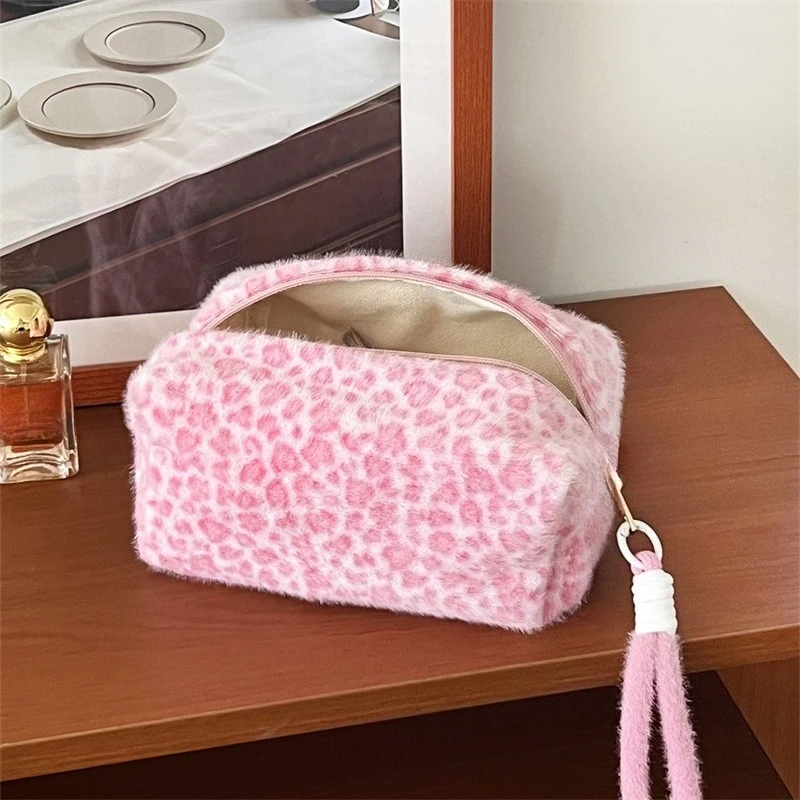 Leopard Print Makeup Bags Cosmetic Organizer Travel Toiletry Bag Cute Portable Clutch Pouch