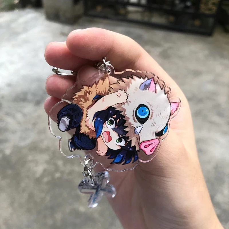 Schlüsselanhänger Demon Slayer Acryl-Schlüsselring Niedlicher Cartoon Tanjiro Zenitsu Nezuko Anhänger Taschenanhänger Rucksack-Accessoires Geschenk für Fans – Detail 4