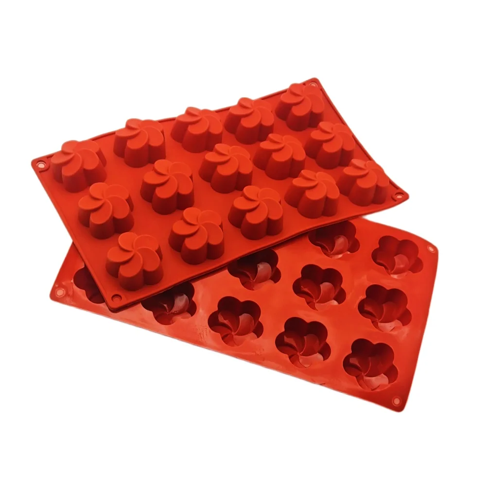

Hot Selling 15 Hole Windmill Flower Shape Silicone Chocolate Mold DIY Ice Tray Multi-function Baking Tools French Dessert Cake M