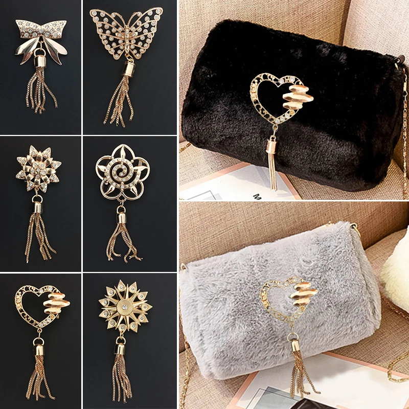 Exquisite Metal Deer Clasp Buckles Bag Purse Hat Decor With Tassel Hardware DIY Leather Craft Accessory Golden Bag Accessories