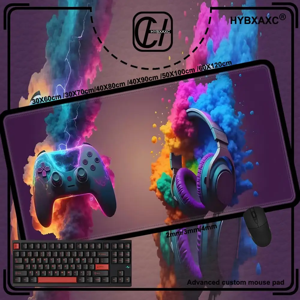 

Gamepad Pattern Mouse Pad XXL Keyboard Cover Colorful MousePad Light E-sports HYBXAXC Computer Gamer Glow Long Desk Mat