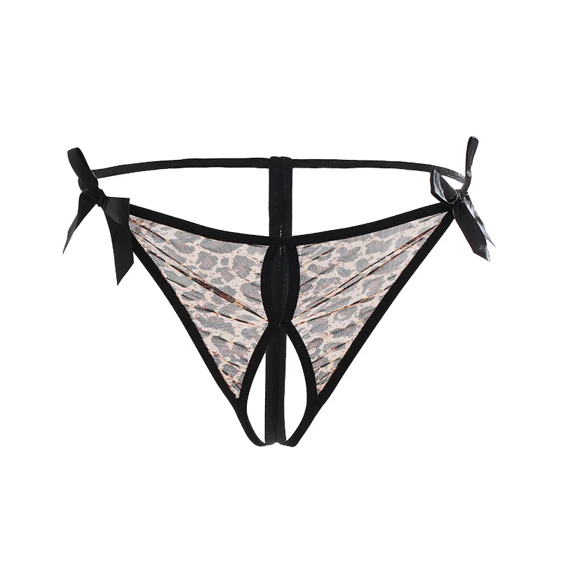 女性のためのオープンクロッチパンティー,ヒョウ柄のエロティックな下着,セクシーなパンティー,ひも,大きいサイズ