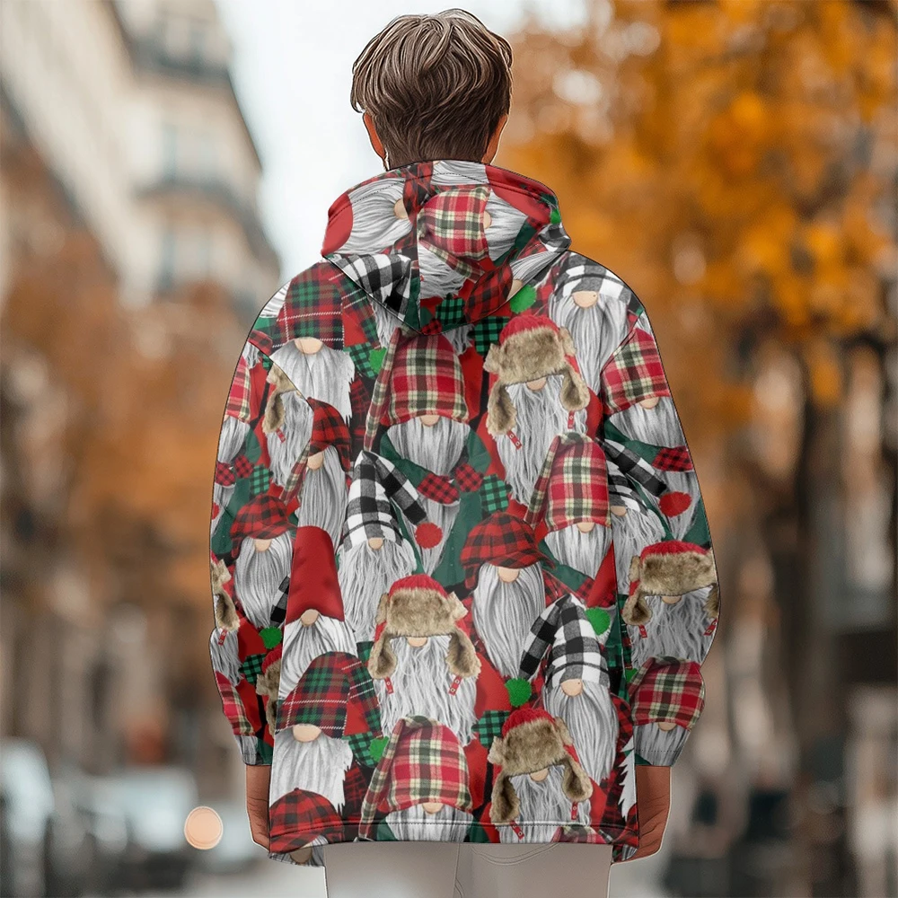 Man winter clothing, New in Down Coats, Christmas bearded dwarf graffiti cotton-padded jacket clothing, feather pocket zipper