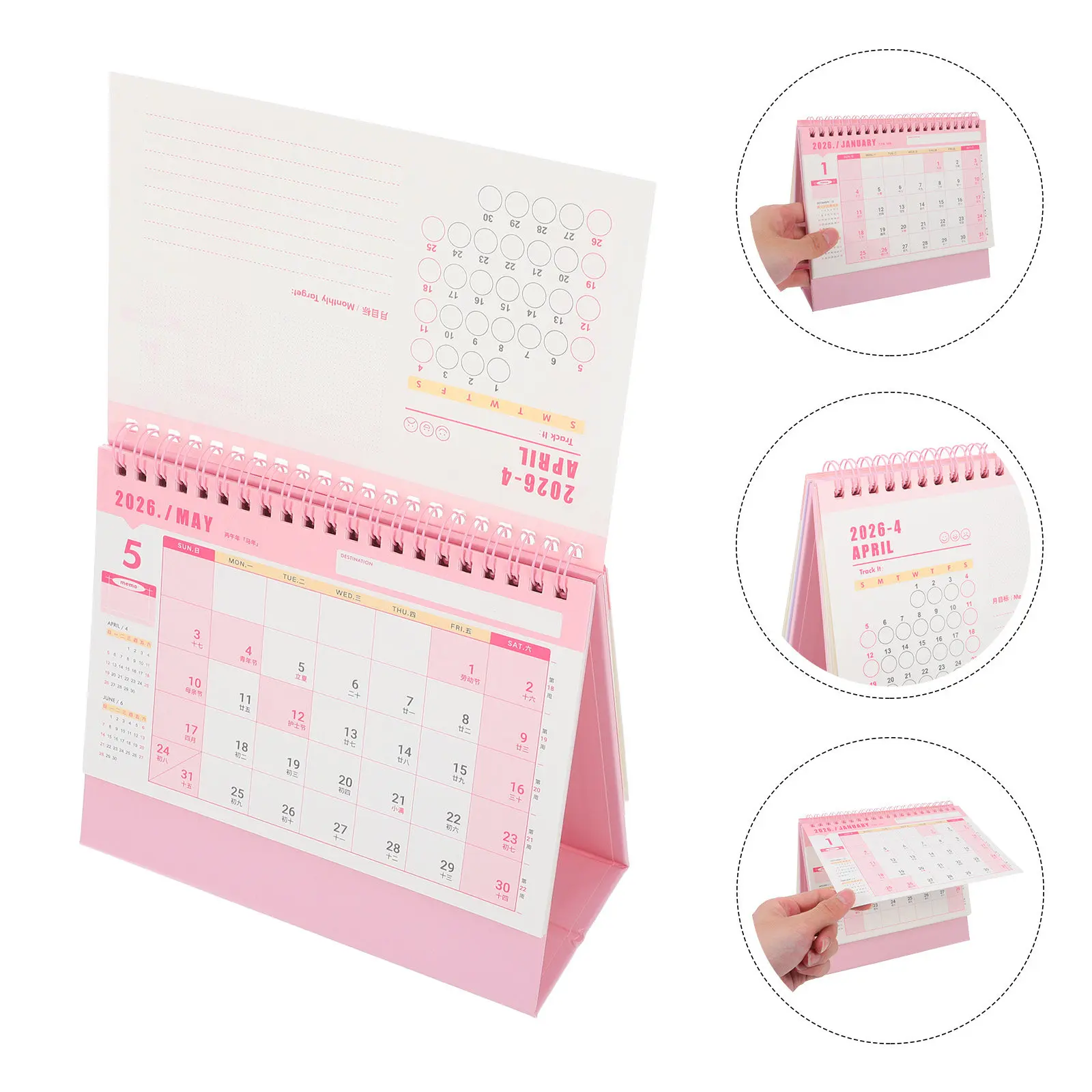 

Minimalist Desk Calendar Small 2025.9-2026.12 Desktop Twin-Wire Binding Monthly Planner Office Home School Mini Calendar Notepad