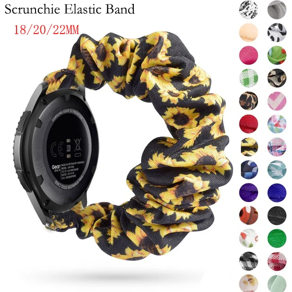 18mm 22mm 20mm Elastic Strap For Samsung Galaxy gear s3 Watch 3 46mm 42mm Scrunchie nylon Wrist for Amazfit bip Galaxy Active 2