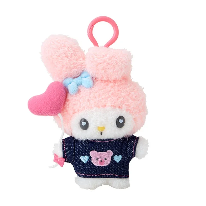 Sanrio Love Heart Balloon Denim Series Kitty Melody Kuromi Plush Pendant Hair Clip Cosmetic Mirror Keychain Album Storage Bag