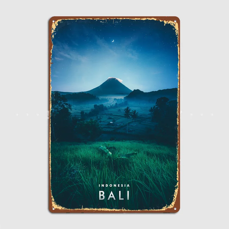 Bali Mount Metal Custom Sign Living Room Wall Indoor Decor Room Decoration Bedroom Posters Home Decor