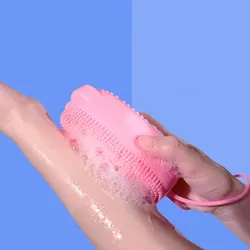 Silicone Bath Towel Scrub Double Side Massage Bath Brush Strong Back Rub Bath Brush Silicone Bubble Bath Brush