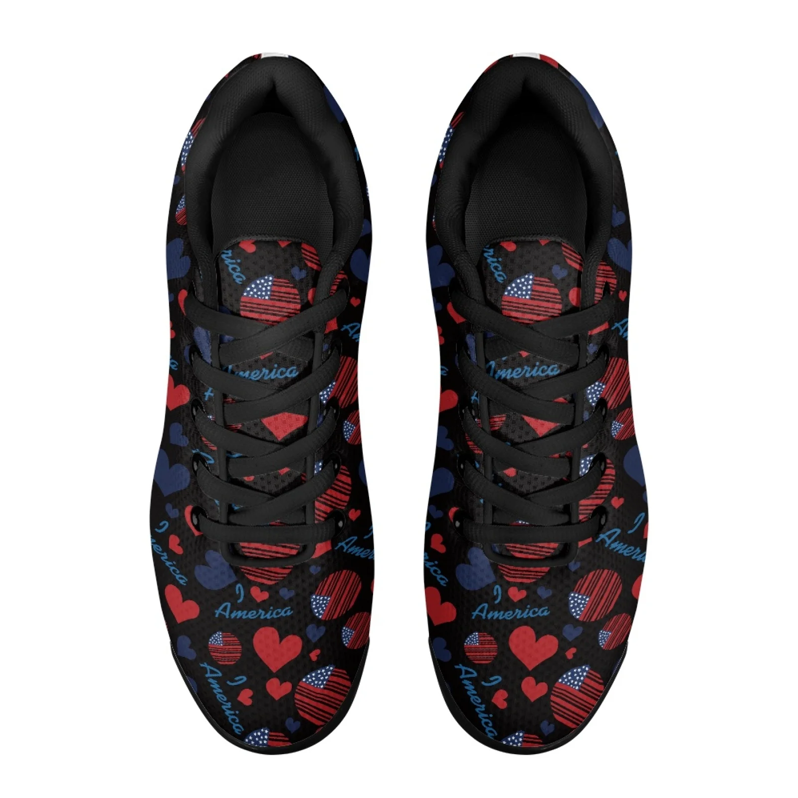PENSTROLL Air Cushion Tennis Sneakers Lightweight Cross Trainers Shoes for Sports Mens America Hearts Pouch