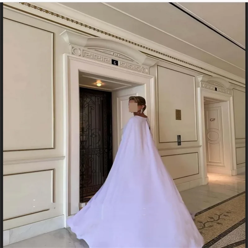 Arabisches Abendkleid, O-Ausschnitt, Abendkleid, maßgeschneidert, dehnbar, Satin, Flügelärmel, elegantes Hochzeitskleid, Meerjungfrau-Roben de Soirée