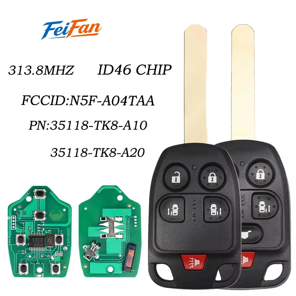 

FeiFan N5F-A04TAA For Honda Odyssey 2011 2012 2014 Remote Car Key Full Key Complet 313.8Mhz FSK ID46-PCF7961A