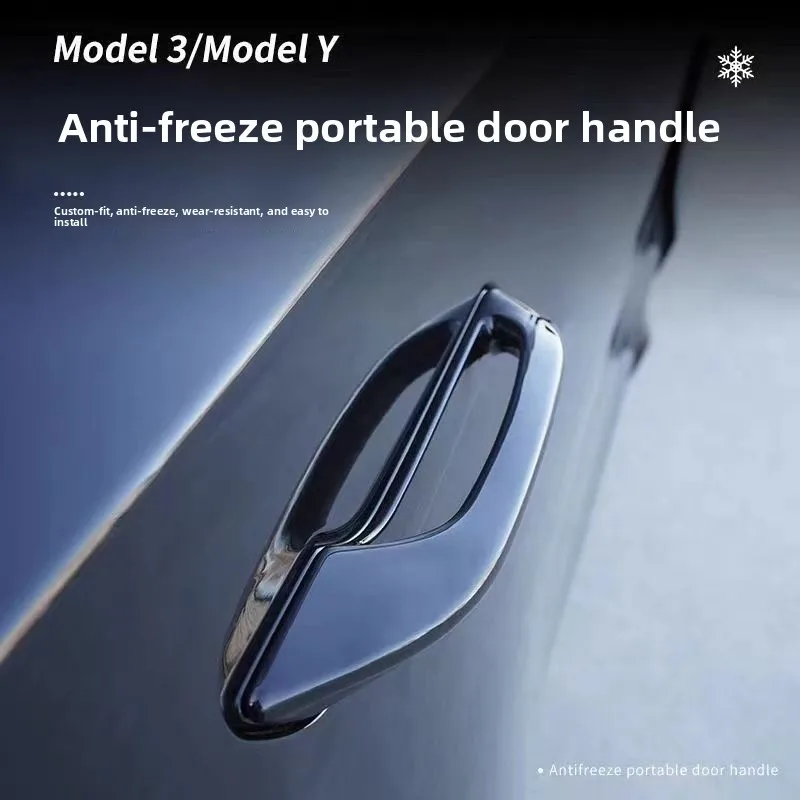  Model 3/Y Anti-Freeze Door Handle Extender, Scratch-Proof ABS Cover, No Drill, Self-Adhesive, 4Pcs