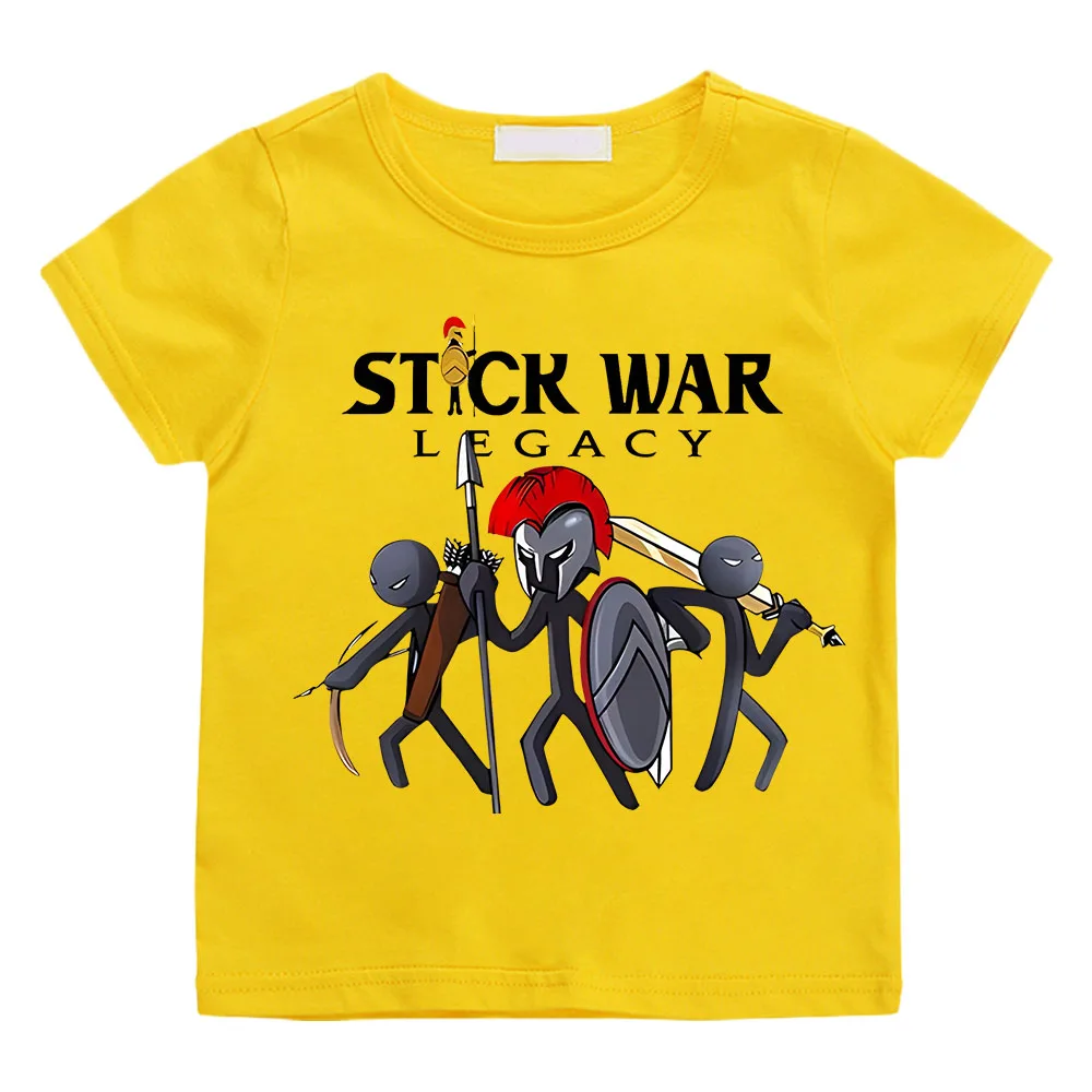 Hot Game Stick War Cartoon Graphic T-shirt Kids Baby Girls Cartoon Short Sleeve Clothes Boys Streetwear Soft Camisetas Tee-shirt