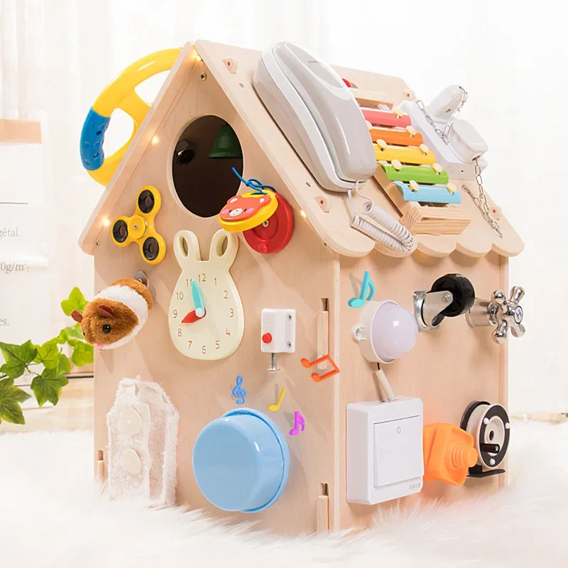 Quebra-cabeça de madeira ocupado casa de bonecas caixa de tesouro montessori educação matemática brinquedo sensorial da criança brinquedos ocupados jogos de tabuleiro bloco magnético presente