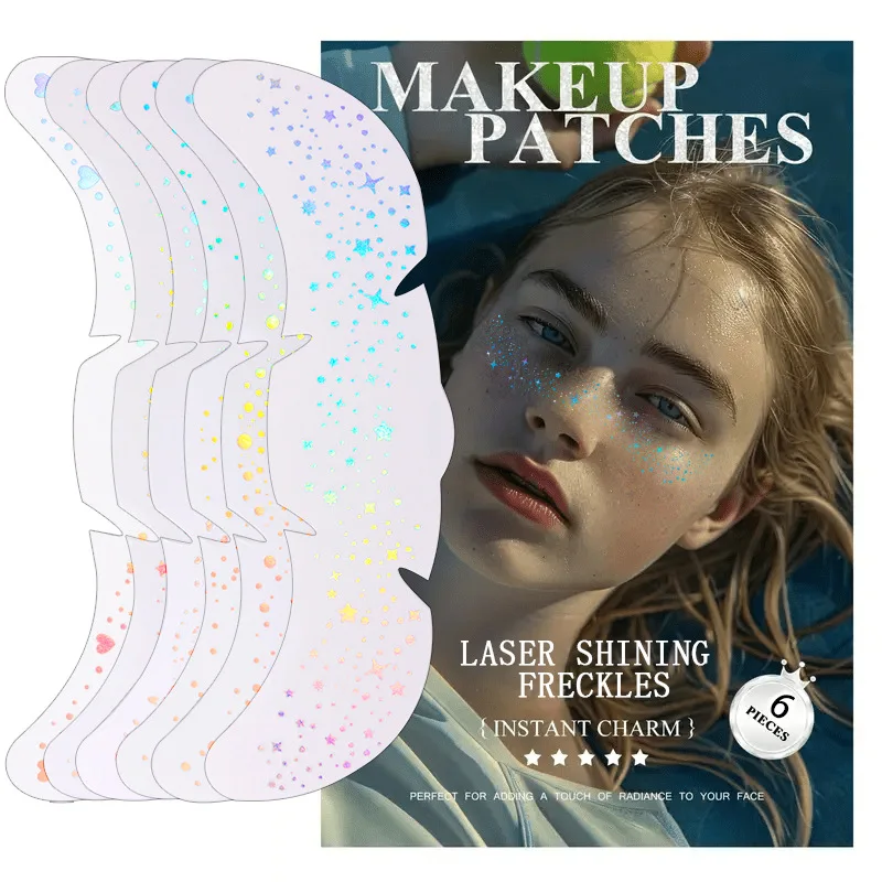 

6sheet Stamping Freckles Makeup Patches Metallic colorful Fake Freckles Temporary Tattoo Stickers For Women Face Makeup
