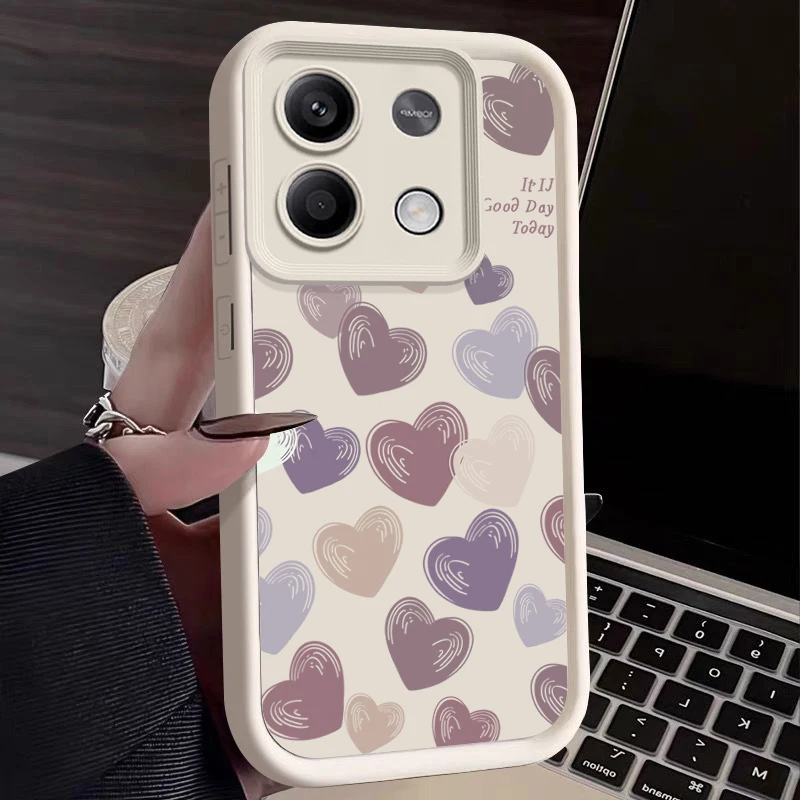 Cute Love Heart Silicone Case For Xiaomi Poco F6 X5 X6 M6 Pro 13T Redmi Note 13 12 11 10 Pro 4G 5G K70E 11S Soft TPU Phone Cover