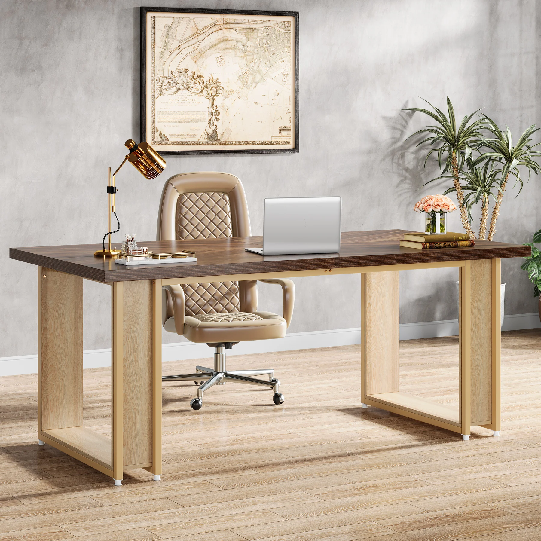 63-Inch Wooden Desk…