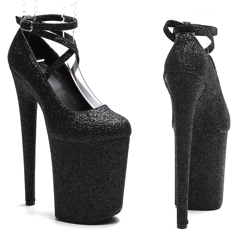 Leecabe 23CM/9inches Glitter upper   fashion trend exotic Platform Sexy  High Heels stripper heel Pole Dance shoes