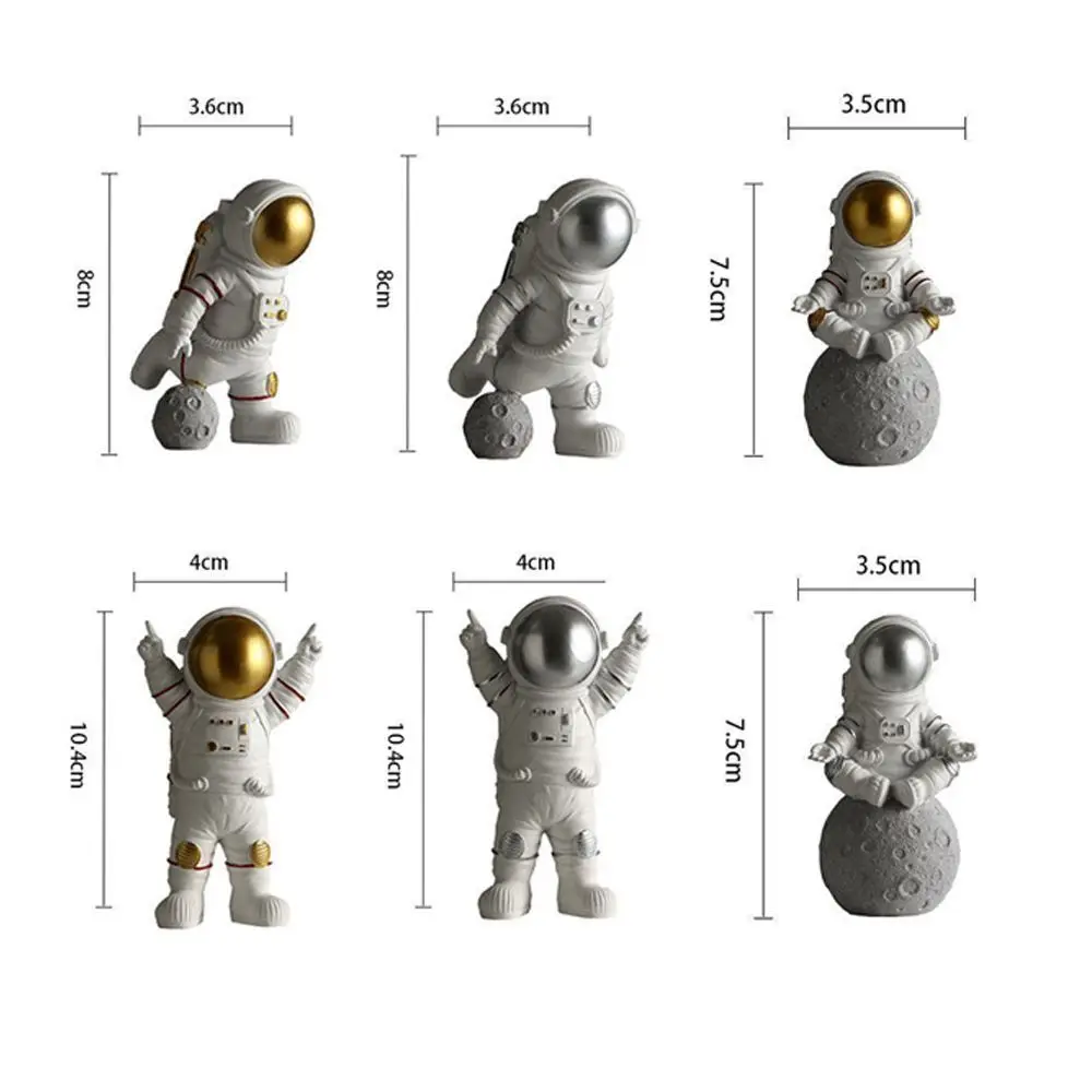 Astronaut Figurines Christmas Resin Spaceman Moon Sculpture Decorative Cosmonaut Statues Miniatures Gift for Kids Toy Home Decor