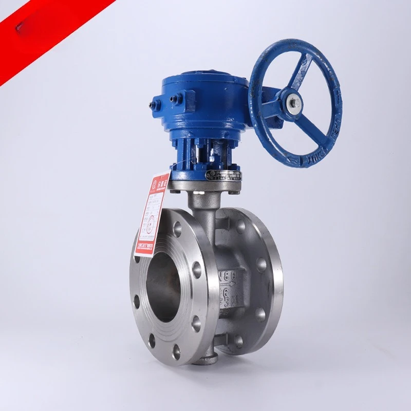 

Valve Stainless steel turbine flange hard seal butterfly valve D343W-16P manual three eccentric butterfly valve