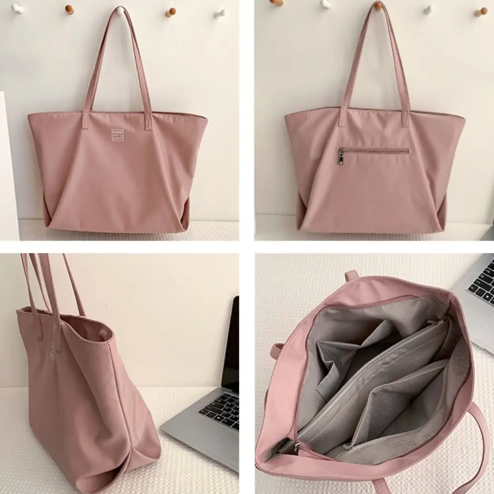 حقائب يد من النايلون متعددة الاستخدامات للنساء مقاومة للماء مع سحاب حقيبة يد نسائية ذات سعة كبيرة حقيبة أمي للسفر والعمل على الشاطئ وصالة الألعاب الرياضية