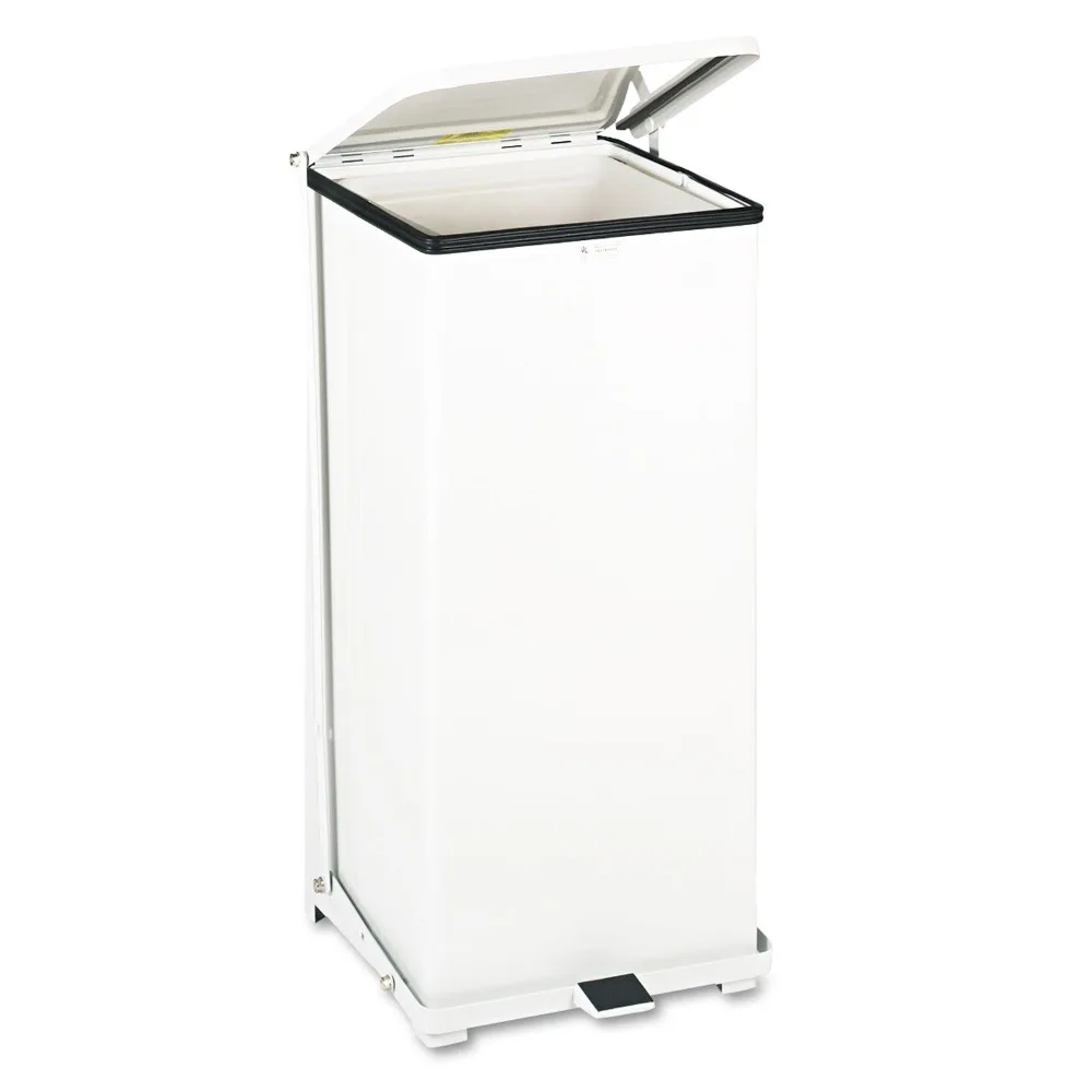 Defenders Biohazard Step-On Trash Can, 13-Gallon, White, Square Steel, Waste Disposal in Doctors Office/Hospital/Medical