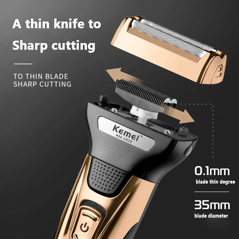Kemei KM-1429 3 in 1 Electric Beard Shaver Professional Nose Trimmer Detachable Blade Mens Multifunctional Hair Cutting Machine