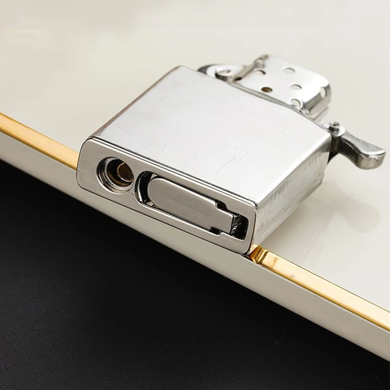 Zip-Feuerzeug mit Baumwollbasis, Modifiziertem Innenfutter, Verdampfungsminderungsfunktion, Versiegeltem Metalldesign – Detail 9