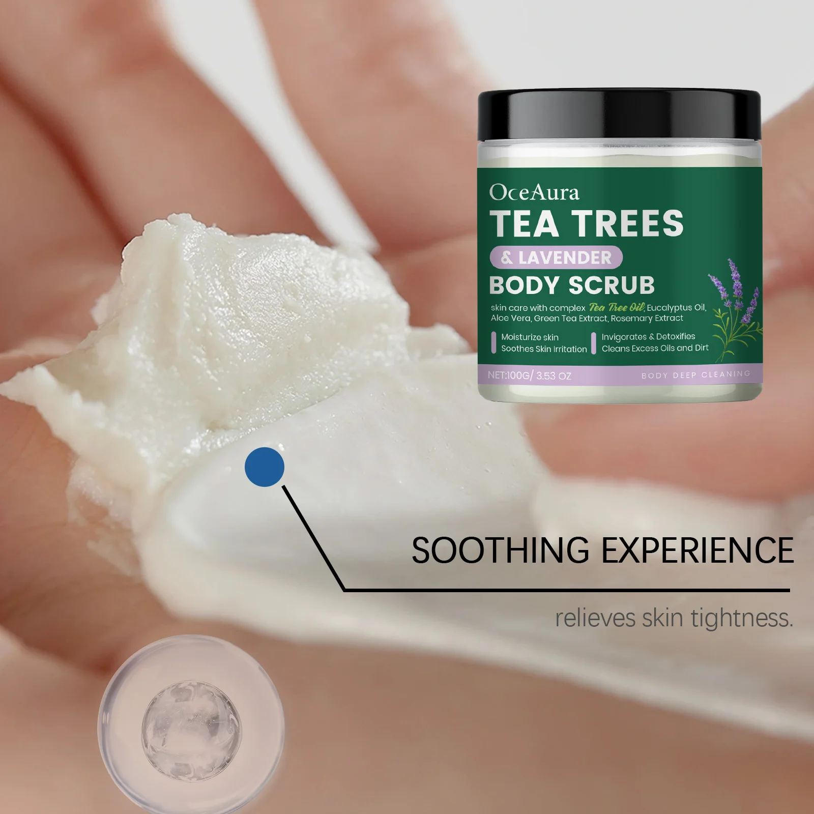 For Foot Body Tea Tree Lavender Scrub Cream Deeply Cleansing Physical Exfoliabtion Through Granules Skin For Soft Tender Skin