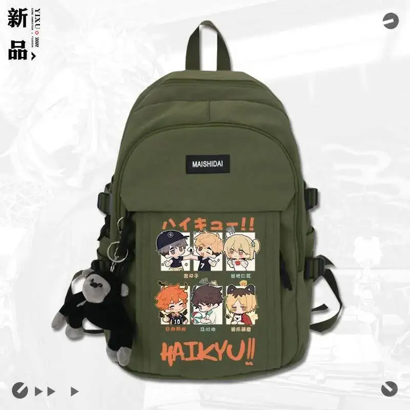 

Anime Game Black White Green Red Haikyuu Student Teens School Bags Large Capacity Mochilas Backpacks