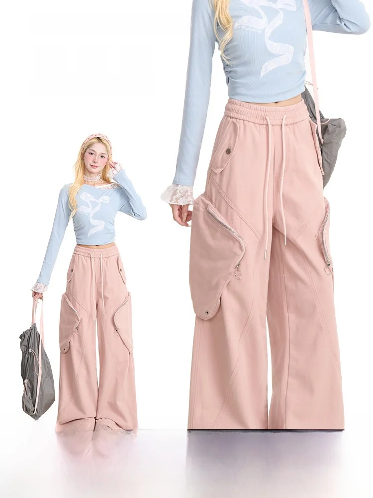 

NERESUM American Style Loose Straight Leg Work Pants Women's Wide Leg Pants with Big Pockets Casual Comfortable Cotton Trousers