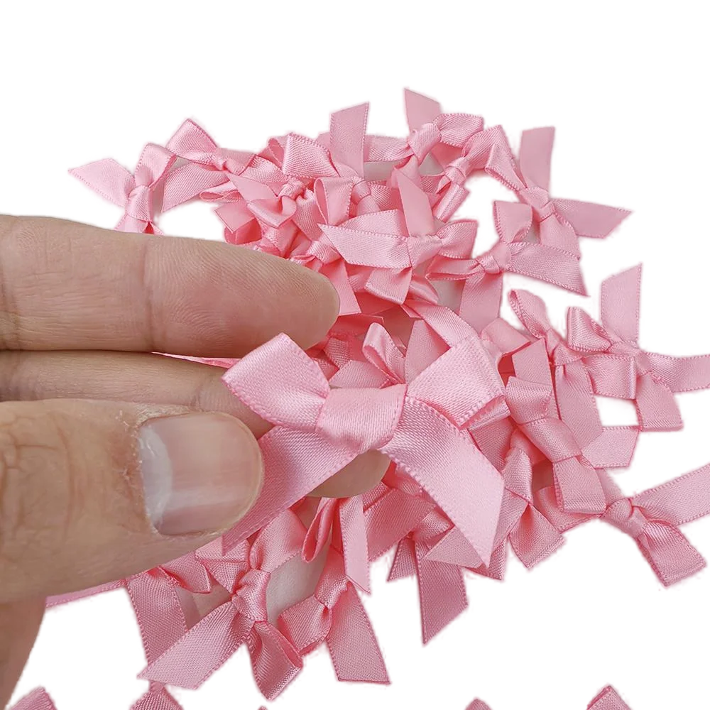 3*4cm Pink Ribbon Bows Small Size Satin Ribbon Bow Flower Craft Decoration DIY Wedding Birthday Party Decoration DIT Making