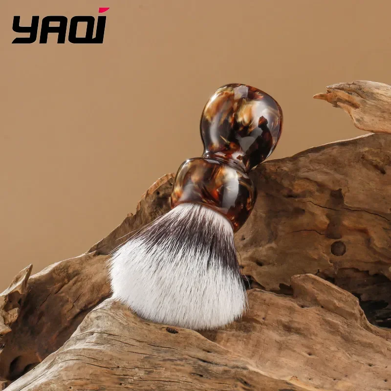 2026 Men 26mm Knot Diameter Premium Synthetic Bristle Shave Brush YAQI Caramel Cat's Whisker Synthetic Hair Wet Shaving Brush