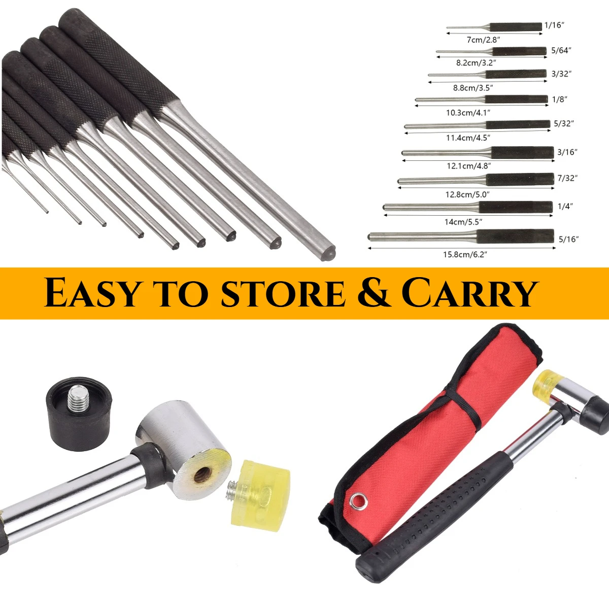 Tactical Professional 9Pcs Roll Pin Punch Set High Hardness Steel Gunsmith Tool Kit for AR15 M4 M16 Disassembly And Maintenance