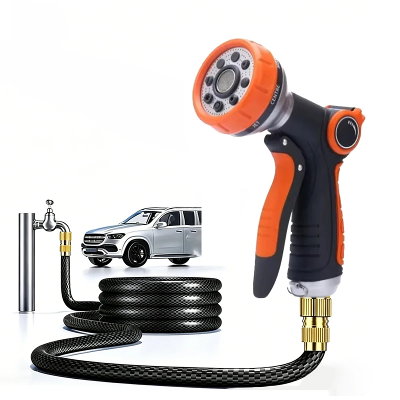 NEW 10 Functional Garden Hose Nozzle Garden Watering Car Wash Adjustable Glue Spray Water Gun TPR Drop Corrosion Resistant ﻿