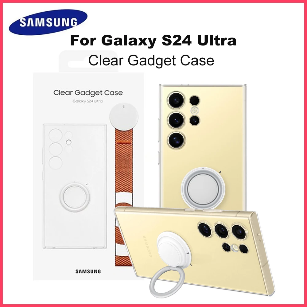 

Оригинальный прозрачный чехол для гаджета Samsung для Galaxy S24, ультра прозрачный чехол для гаджета, подставка, прозрачный чехол, оригинальный