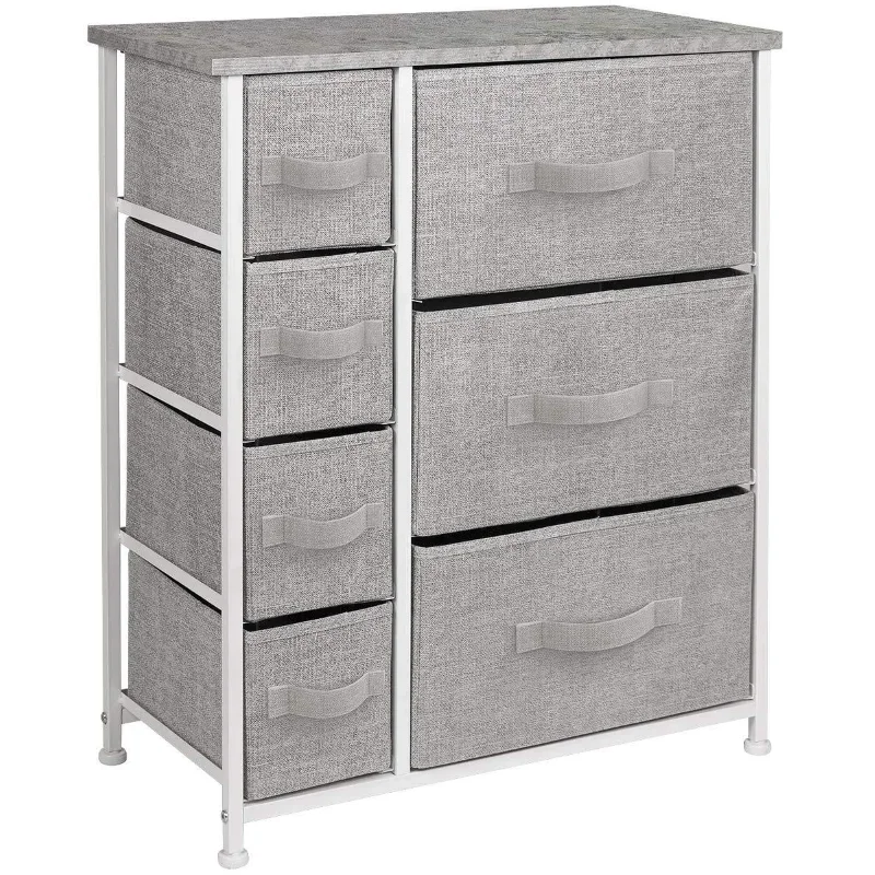 Dresser with 7 Drawers - Furniture Storage Tower Organization - Steel Frame, Wood Top