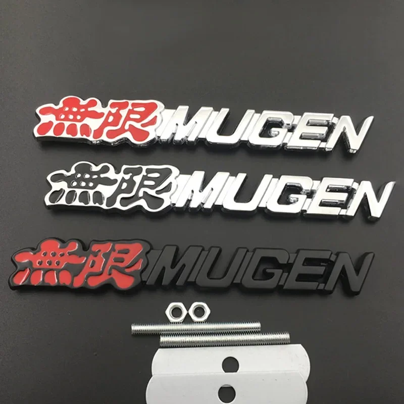 3D Metal Mugen Letters Car Front Grille Badge Rear Trunk Emblem Sticker For Honda Civic CRV H-RV City CRZ Fit Spirior