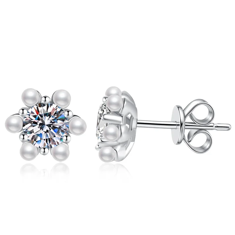 

ZFSILVER Fashion Classic s925 Silver Trendy Moissanite Design Pearl Sunflower Earring Charms Women Accessories Jewelry Gift E292