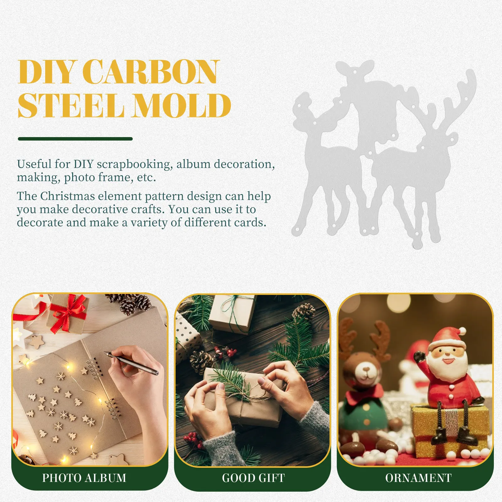 9Pcs Xmas Cutting Die Set Carbon Steel DIY Craft Stencil for Scrapbook Album Photo Frame Decorative Embossing Making