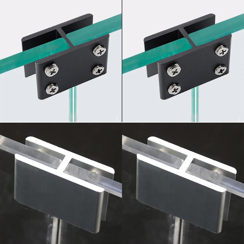 20PCS Aluminium Alloy 2-Ways Glass Clamps 180° Shelves Support Brackets Clips 3~20mm Board/Screen/Partition Assemble Connectors