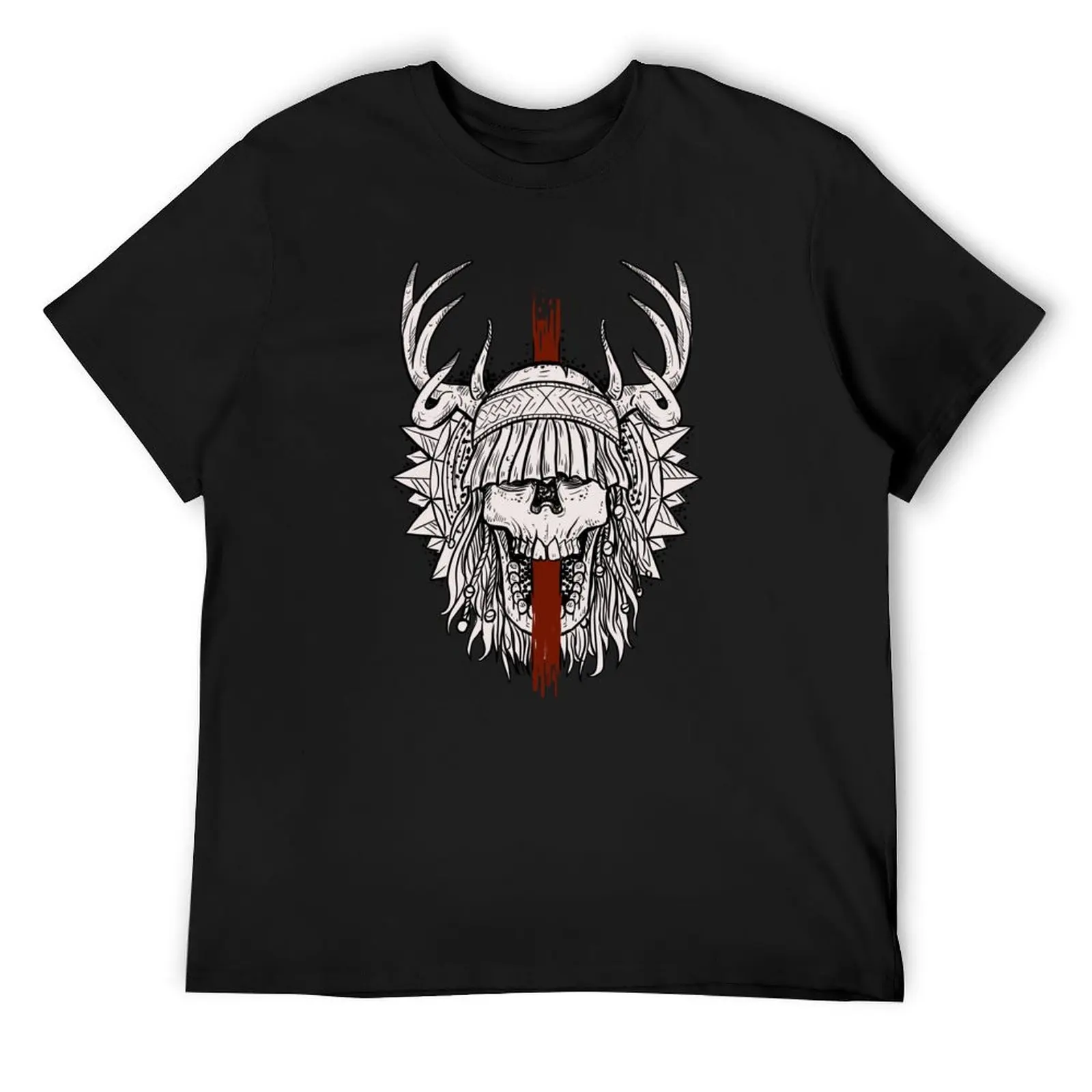 Heilung shaman skull T-Shirt anime clothes Aesthetic clothing men workout shirt