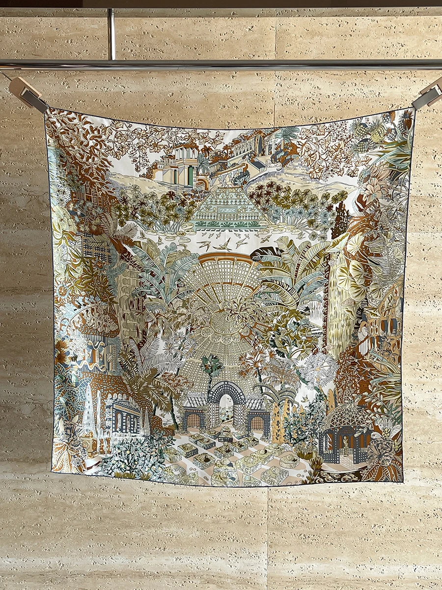 Twill Silk Scarf 90cm Luxury Square Bandanas Hand Rolled Edge Shawls 90 Head Hair Neck Accessories Mother Christmas Gift