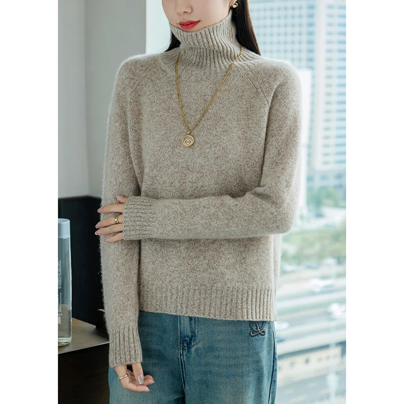 Y2k 100% Wool Women\'s Sweater Winter Thickening Polychrome Warm Loose Large Size Heat Pullover 2024 Female