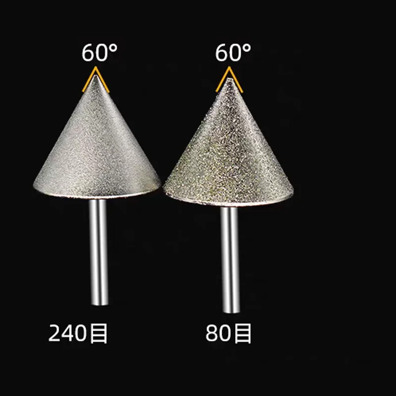 70mm 80mm 60-Grad-Konisches Galvanisiertes Diamant-Fasenwerkzeug für Elektrische Schleifmaschinen, Lochöffner für Glas und Metall 80 # 240 # – Detail 2