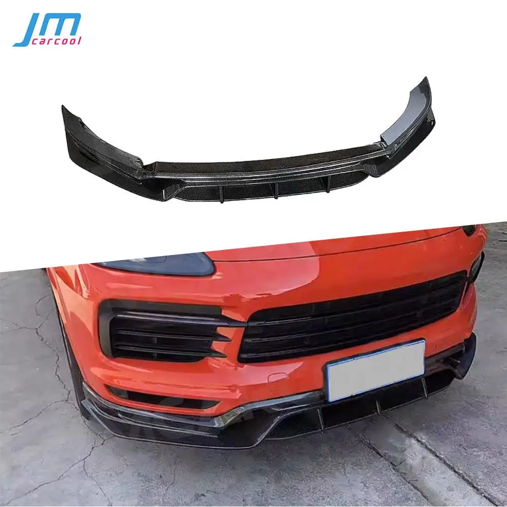 

For Porsche Cayenne 2022 Carbon Fiber Front Lip Bumper Chin Lip Spoiler Splitter BodyKit Car Bumper Guard FRP Black Accessories