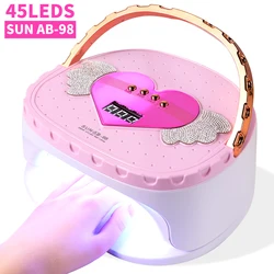 45LED UV Nail Lamp Dryer Machine with Blu-ray Red Light LED Display Heart-Shaped Design for Nails Gel Polish Drying UV Light